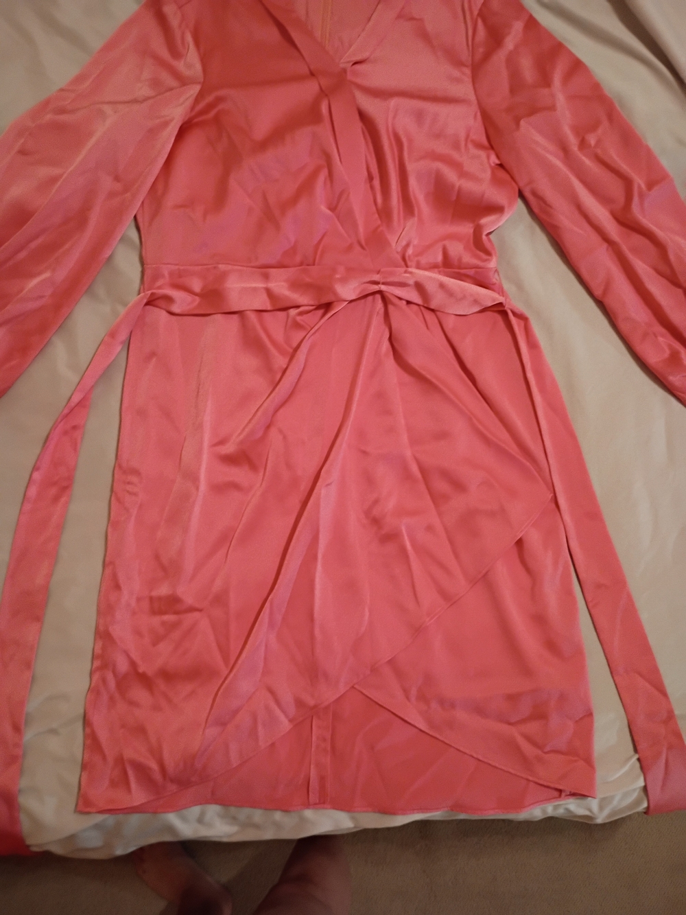 Alex Marie Coral Satin Draped Dress - Picture 5 of 10